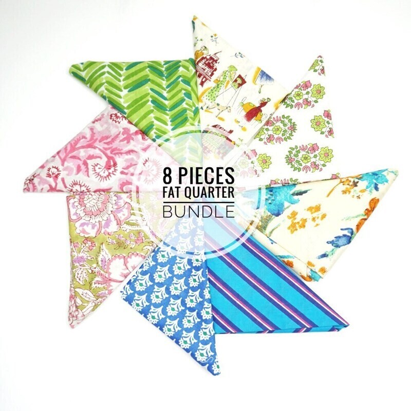 Multi Color Fat Quarter Bundle for Patchwork and Quilting, 8 pieces