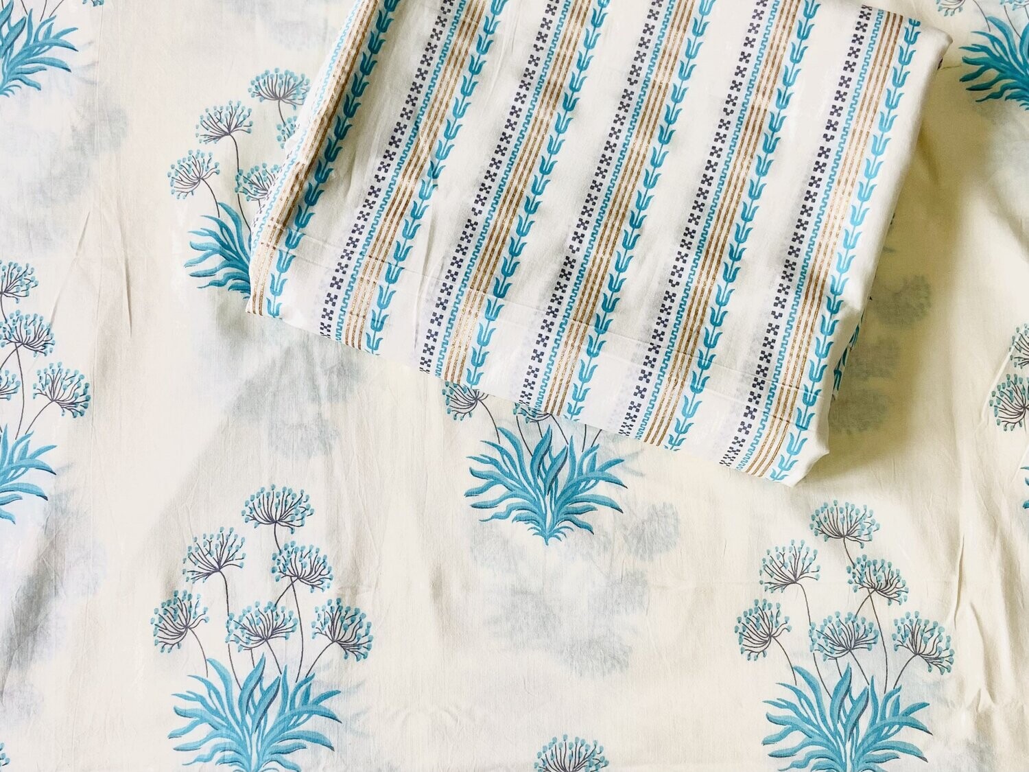 White Cotton Dress Material Set for Kurta Pajamas without Dupatta - Unstitched Fabric Set