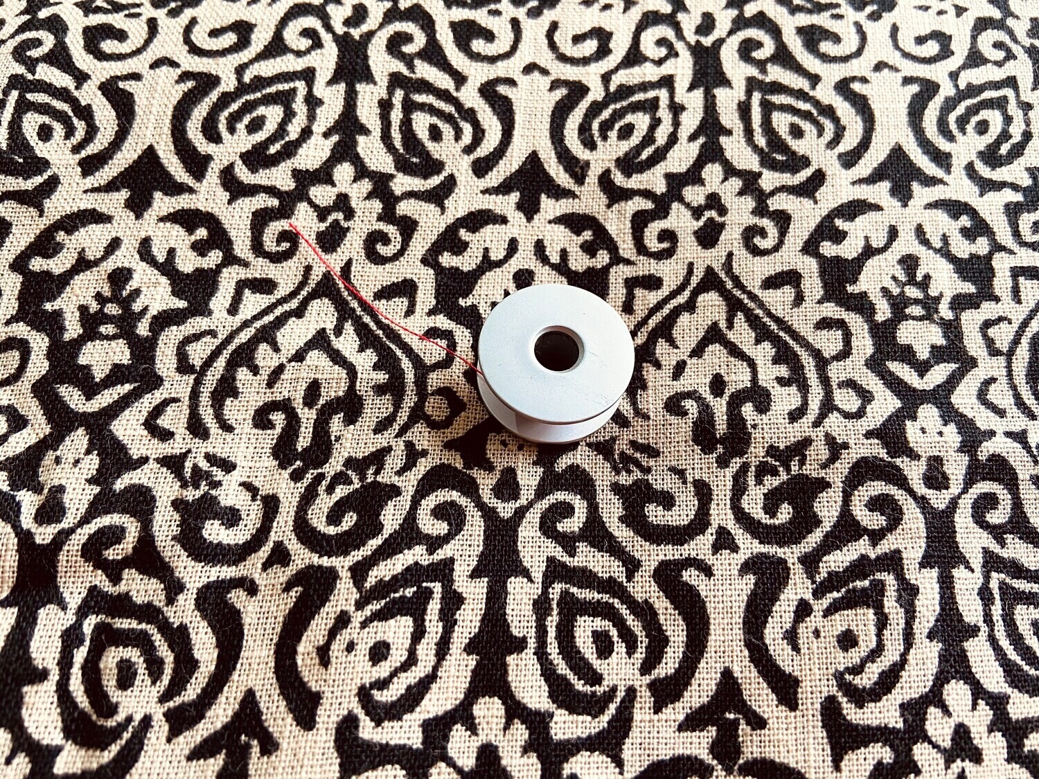 Black and Cream Block Print Linen fabric, Floral Linen Fabrics for Dress Sewing Crafting, 44 Inches Wide