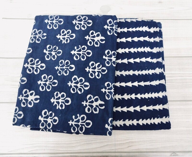 2.5 Yards Pre Cut Indigo Cotton Fabrics