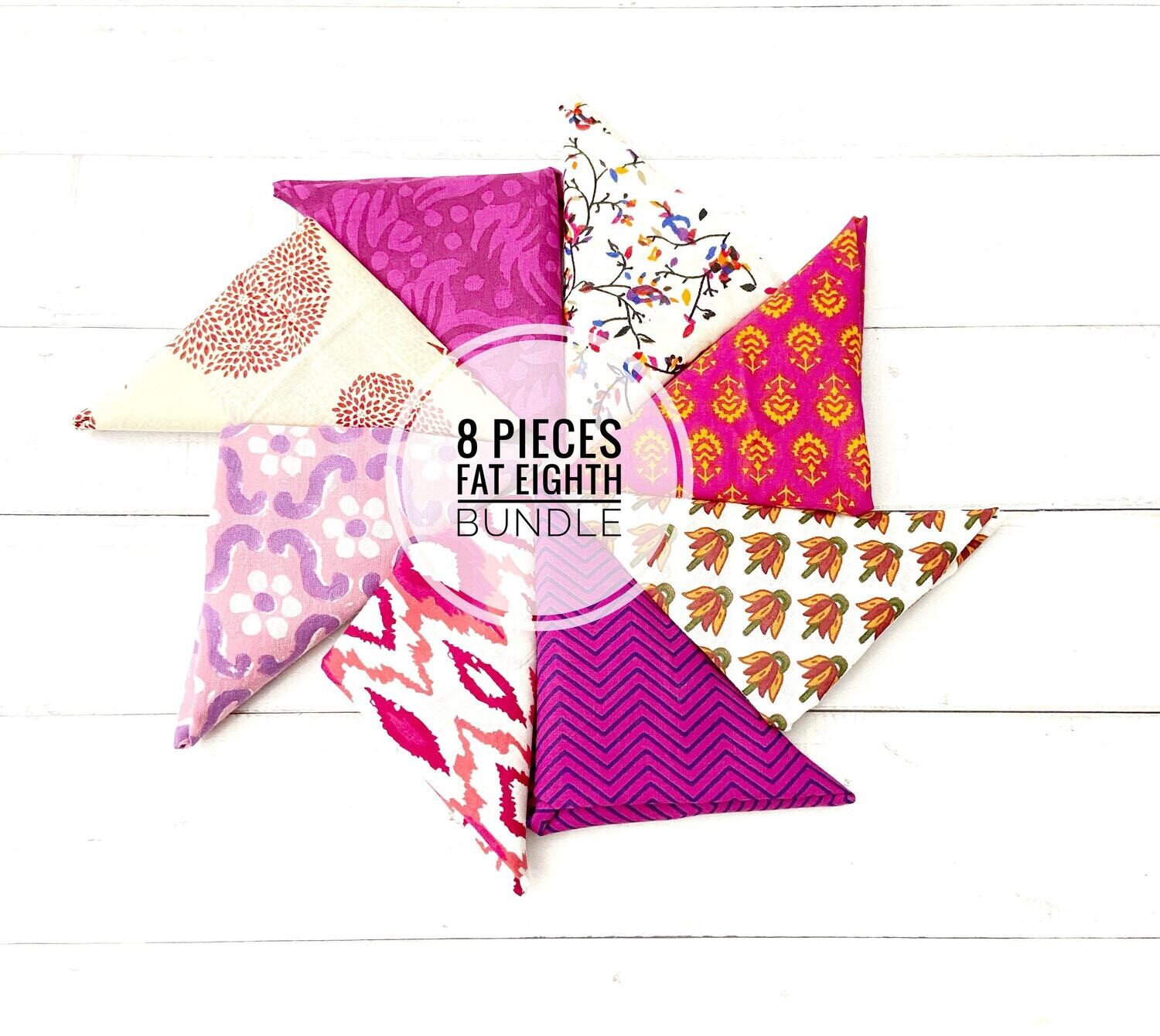 Fuchsia Pink Fat 8 Fabrics Bundle,  - 8 pieces