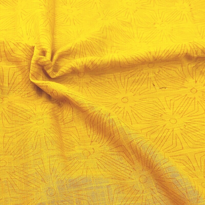 Slub Cotton Indian Fabric, Dark Mustard Self Printed Textured Cotton Fabrics, Sewing Quilting Crafting , 44 Inch Wide, Sold by Half Yard