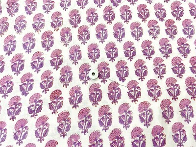 Purple and Off White Floral Print Indian Cotton Fabric, Sewing Quilting Crafting Fabric, 44 Inch Wide, Sold by Half Yard