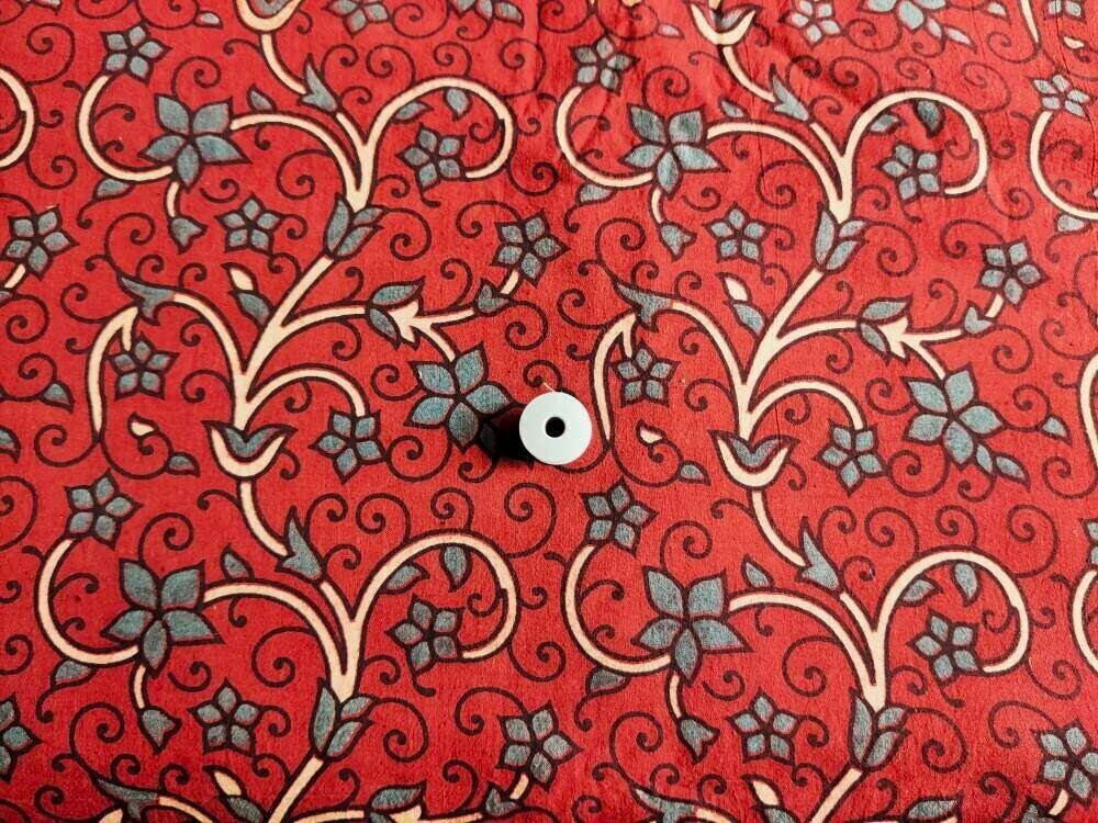 Red Hand Block Print Cotton Fabrics, Ajrakh Kalamkari, Floral Dress Sewing Quilting Crafting Fabric, 44 Inch Wide,