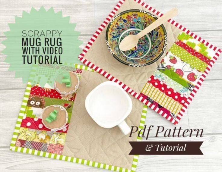 Scrappy Quilted Mugrug Tutorial with Video