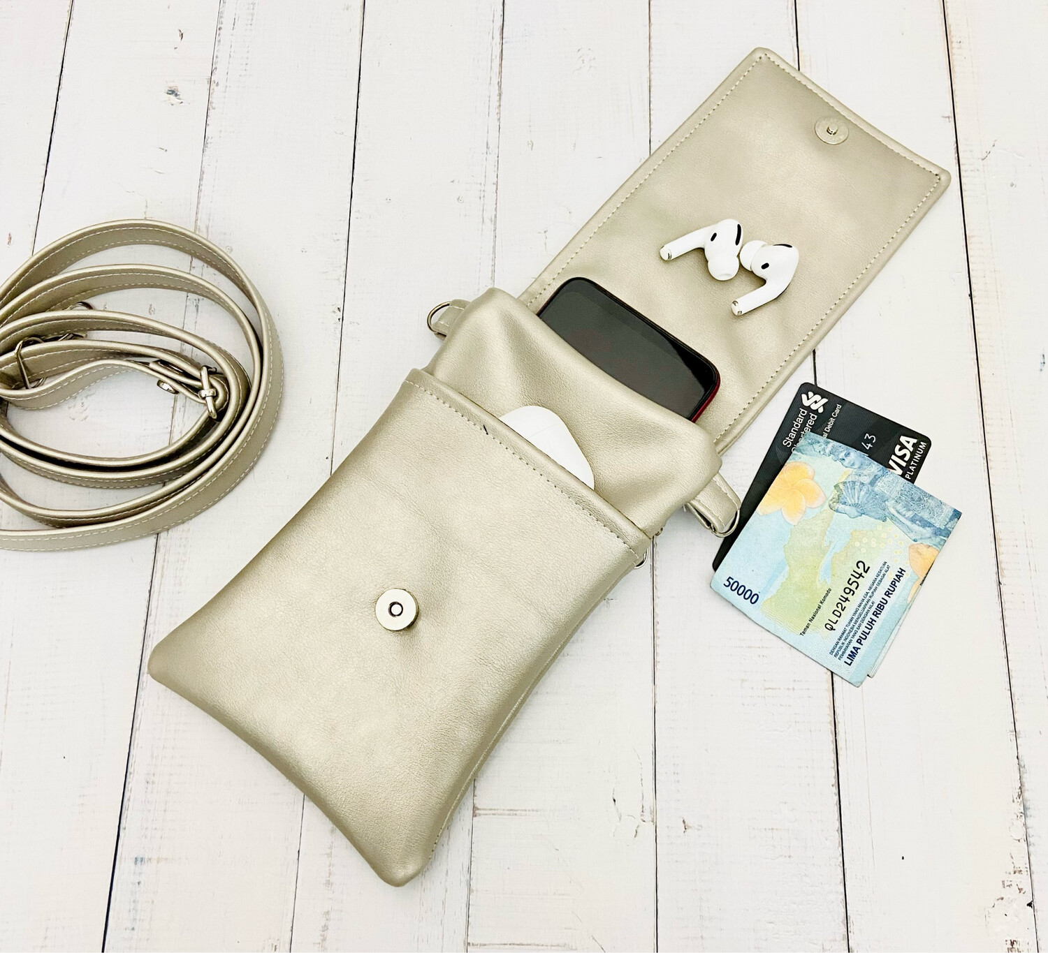 Crossbody Phone Bag for Women - Faux Leather