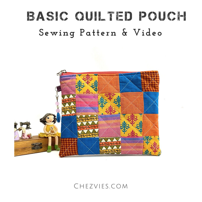Easy Basic Patchwork Pouch Bag Pdf Sewing Pattern, Basic Bag Making Pattern with Youtube Video