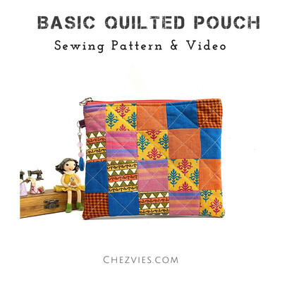 Easy Basic Patchwork Pouch Bag Pdf Sewing Pattern, Basic Bag Making Pattern with Youtube Video