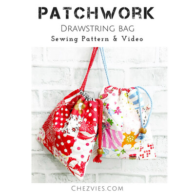 Patchwork Quilt Drawstring Bag Sewing Pattern