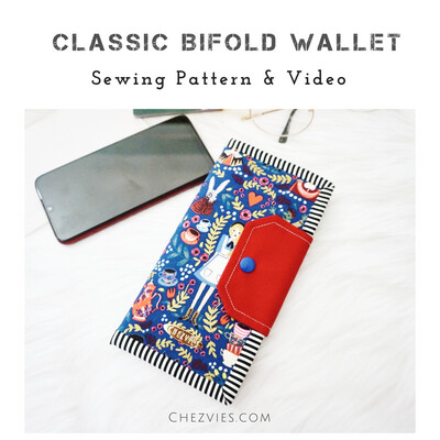Classic Bifold Wallet Sewing Pattern - DIY Fabric Wallet With Video Tutorial