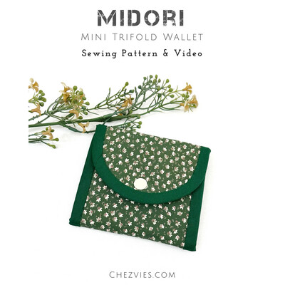 Midori Small Trifold Card Holder Wallet Sewing Pattern (with Video Tutorial)