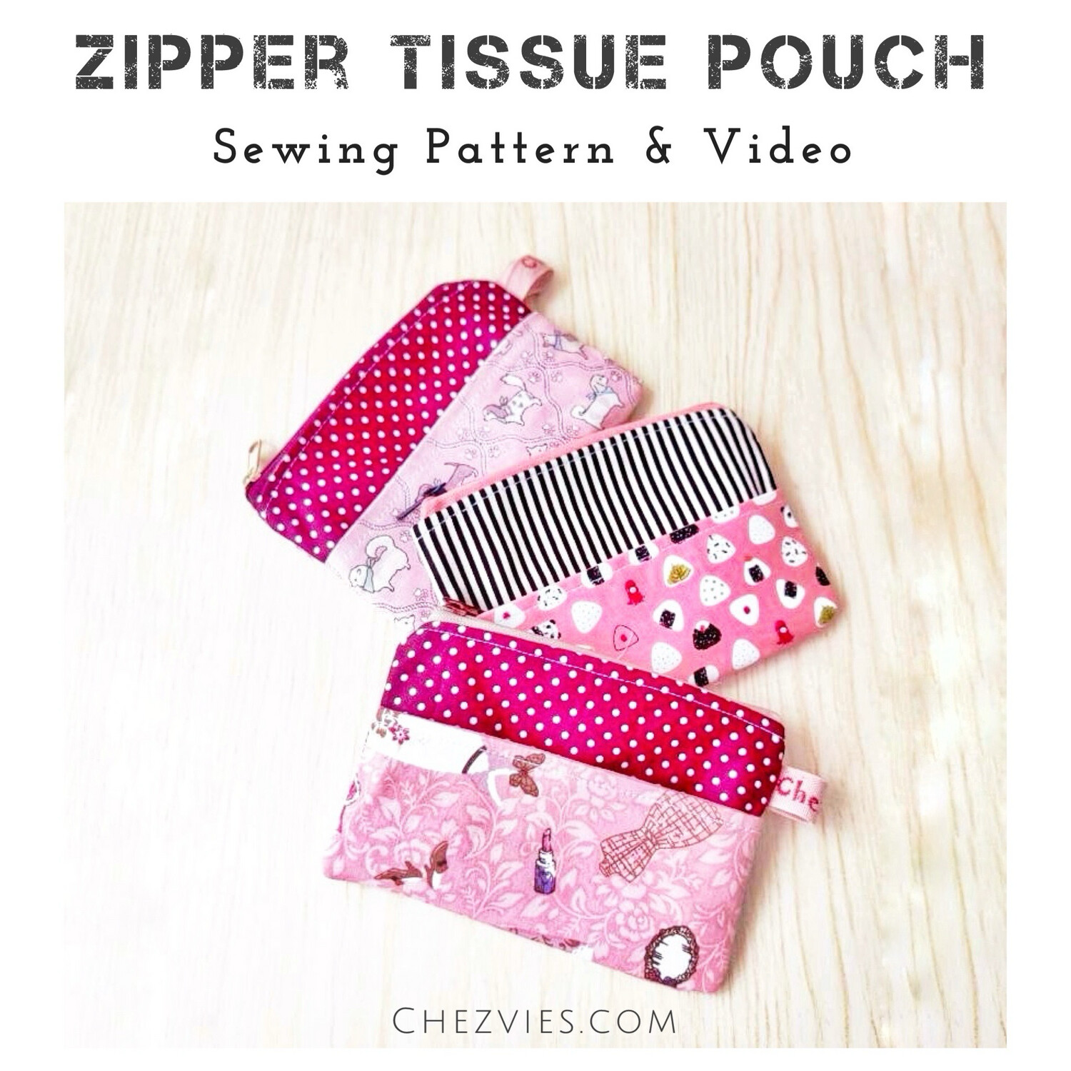 Mini Zipper Tissue Pouch Pdf Pattern (with Video)