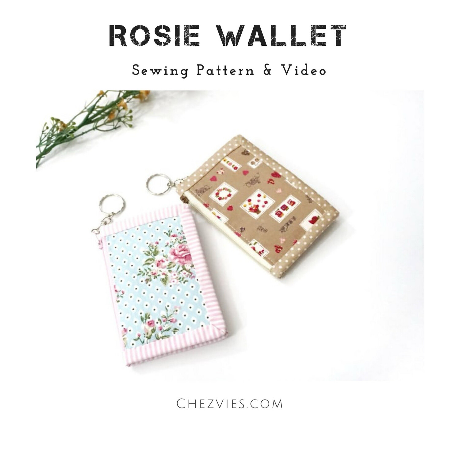 DIY Rosie Keychain Wallet Card Holder Pdf Sewing Pattern (With Video)