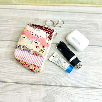 Mini Patchwork Bag With Keychain - Pink