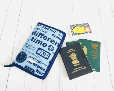 World Time Safari Passport Wallet - Blue