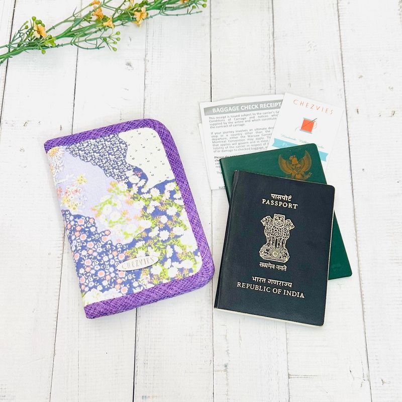 Purple Floral Patchwork Passport Cover