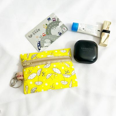 Mini Keychain Wallet - Yellow Umbrella