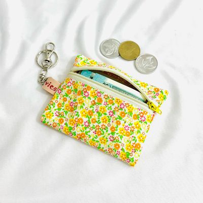 Mini Keychain Wallet - Yellow Floral