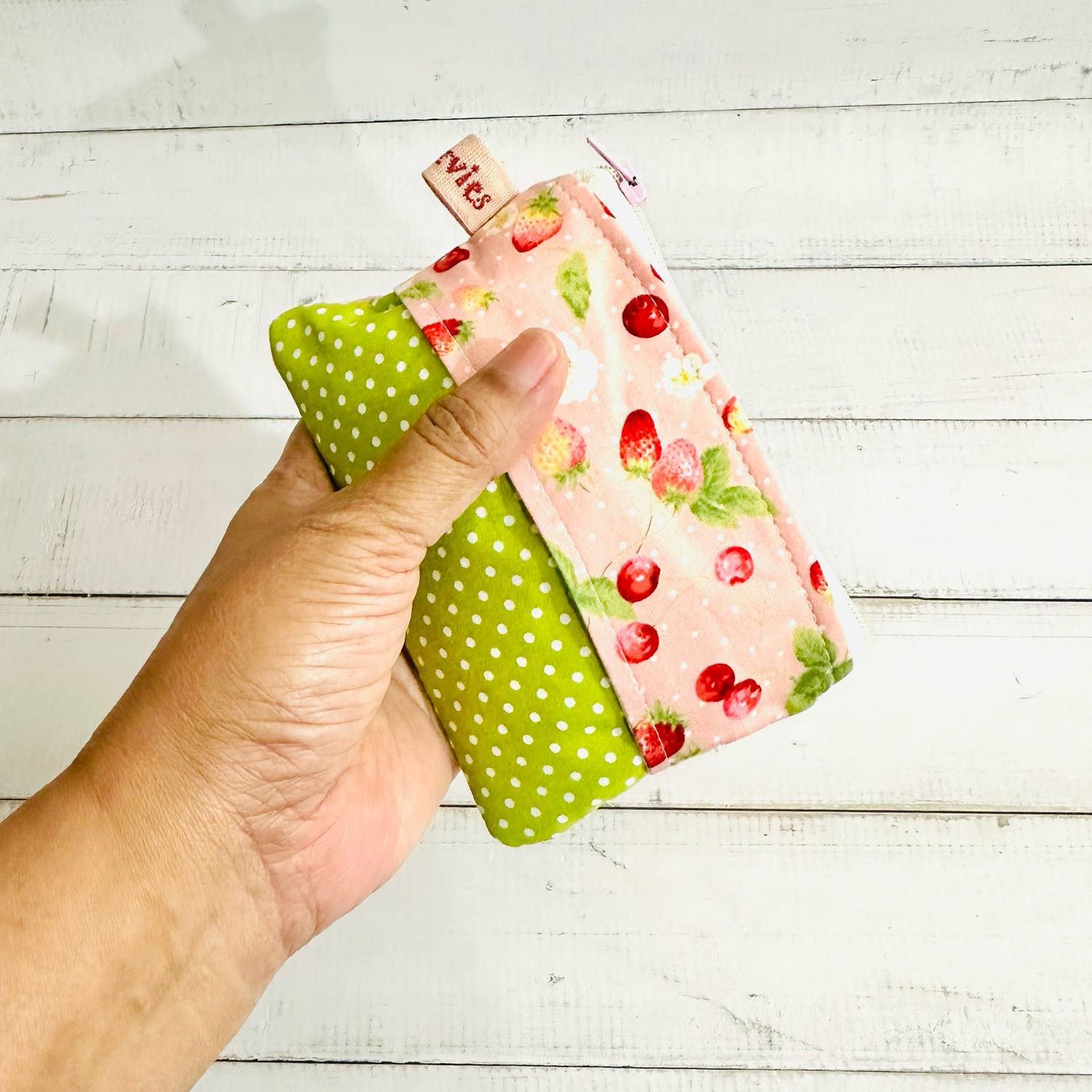 Mini Cute Zipper Pouch with Tissue Holder - Tiny Floral Polkadots