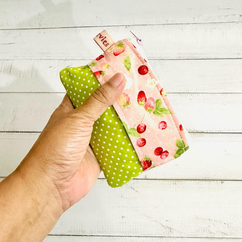 Mini Cute Zipper Pouch with Tissue Holder - Tiny Floral Polkadots
