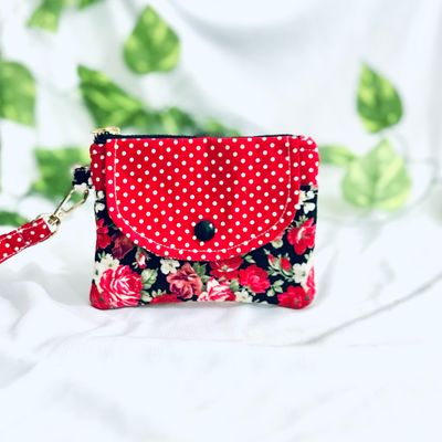 Red Wrislet Wallet - Polka Dots Floral