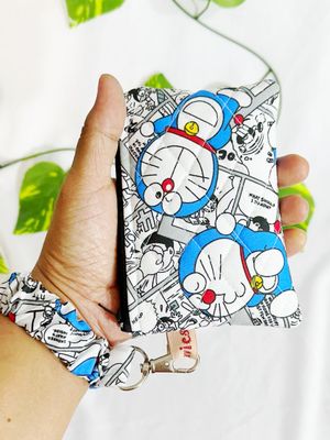 Quilted Coin Purse with Scrunchie Keychain - Doraemon