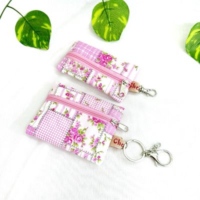 Mini Keychain Wallet - Pink Patchwork
