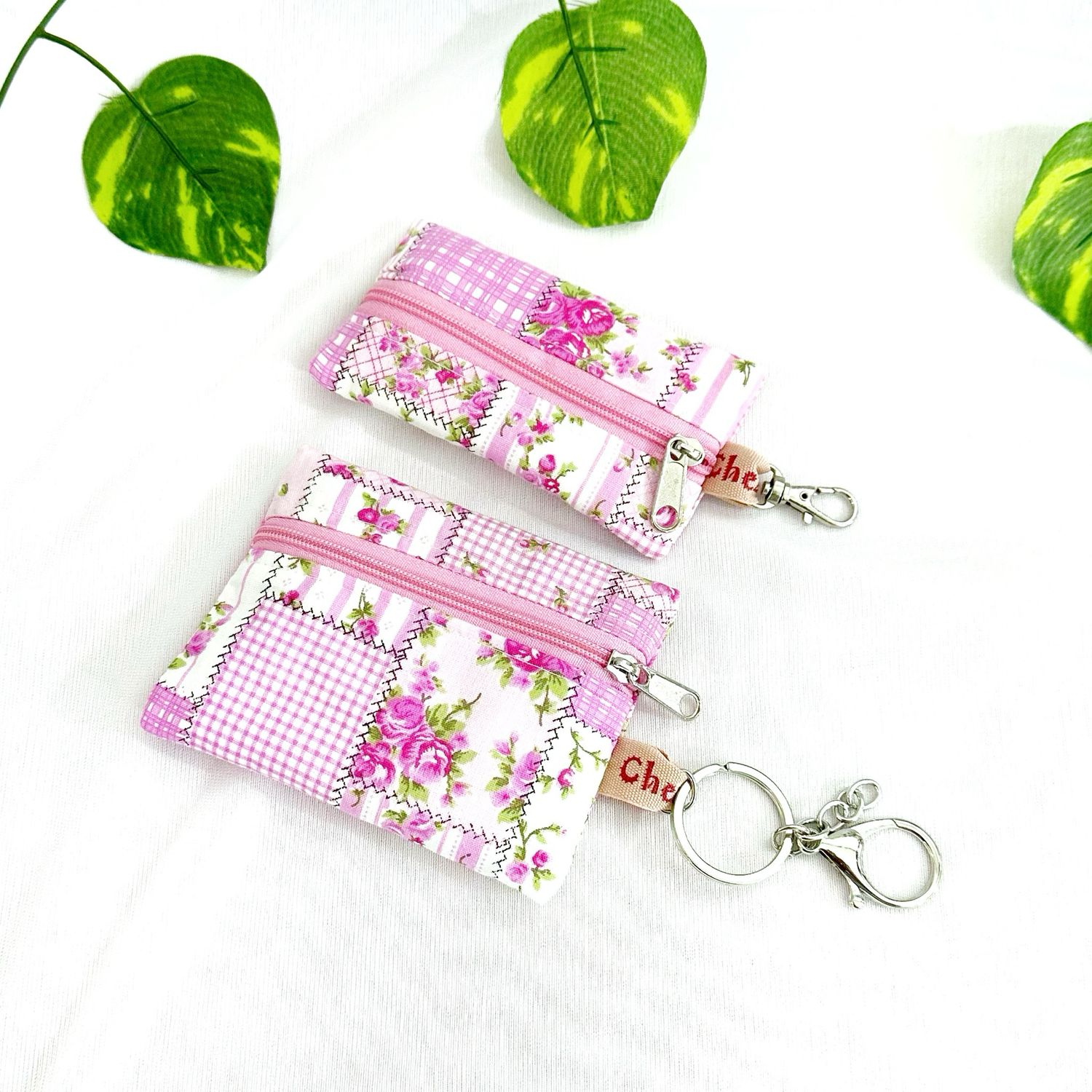 Mini Keychain Wallet - Pink Patchwork