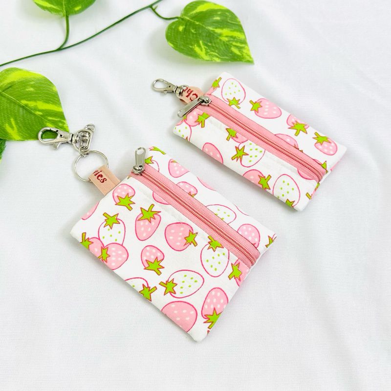 Mini Keychain Wallet - Pink Strawberry