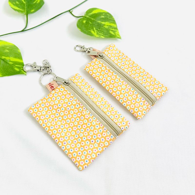Small Floral Keychain Wallet - Light Orange