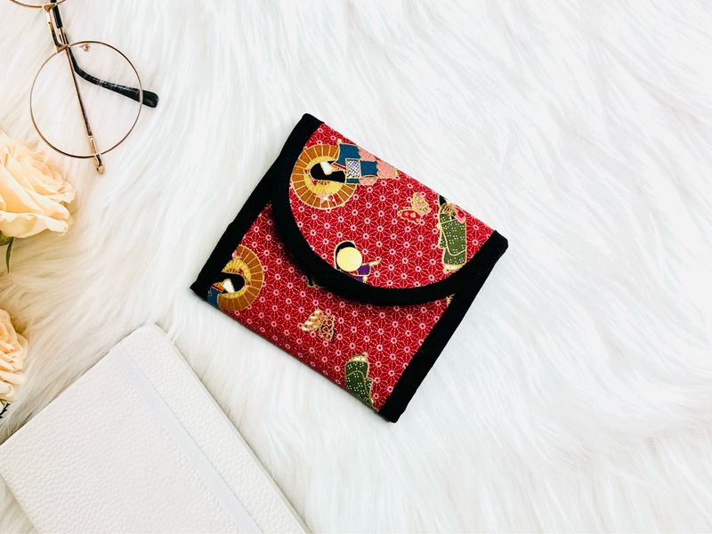 Handmade Small Trifold Fabric Wallet - Red