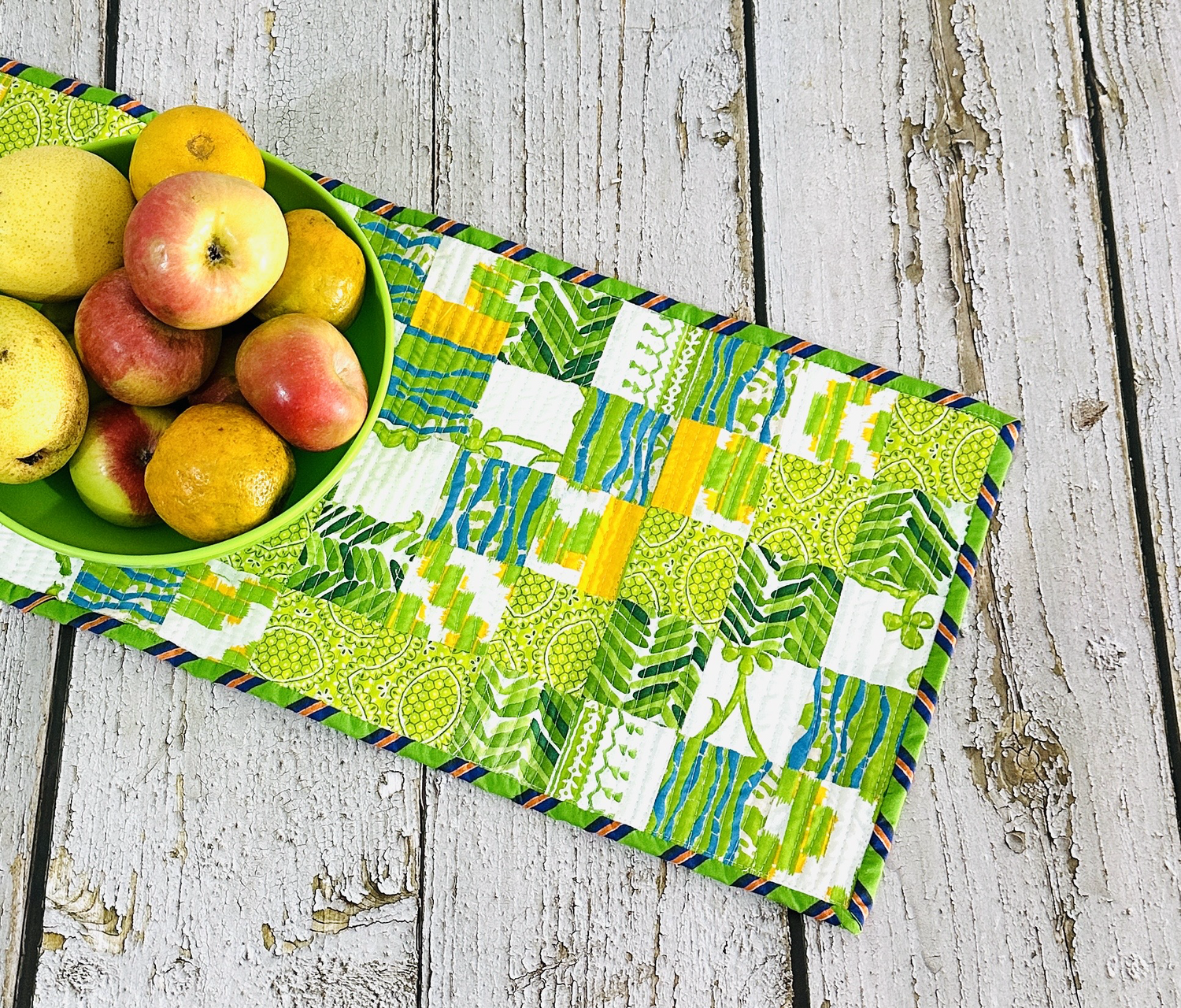 Handmade Patchwork Table Runner - Fresh Green