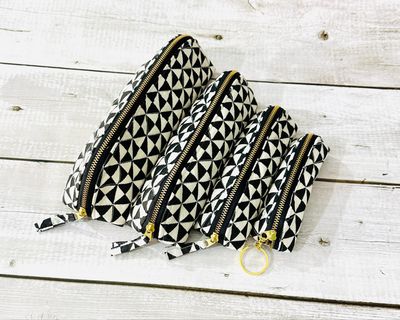 Black And White Zipper Pouch- Choose Size