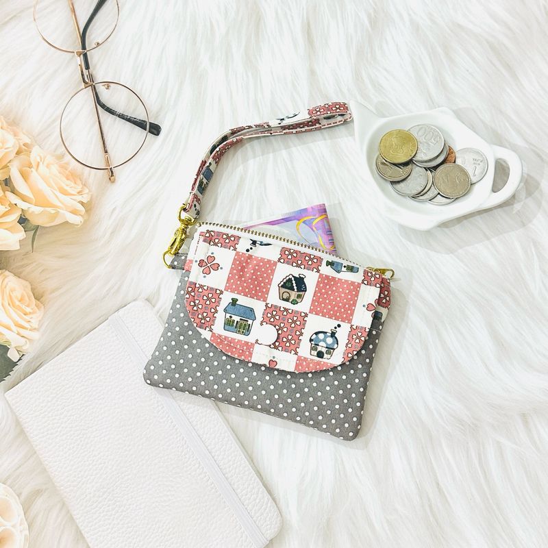 Pochette Wristlet Wallet - Pink And Grey