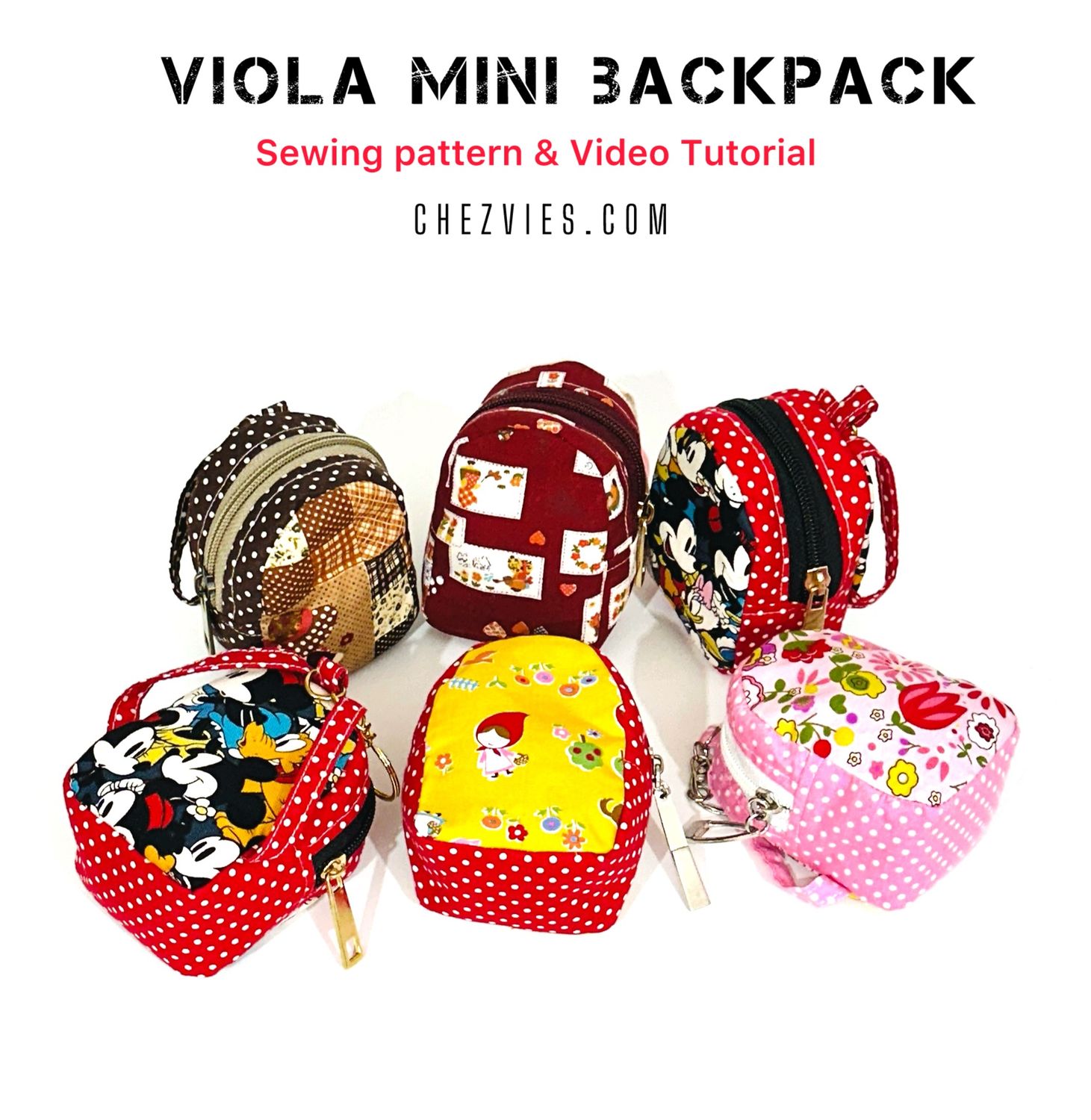 Viola Mini Keychain Backpack Sewing Pattern and Video Tutorial