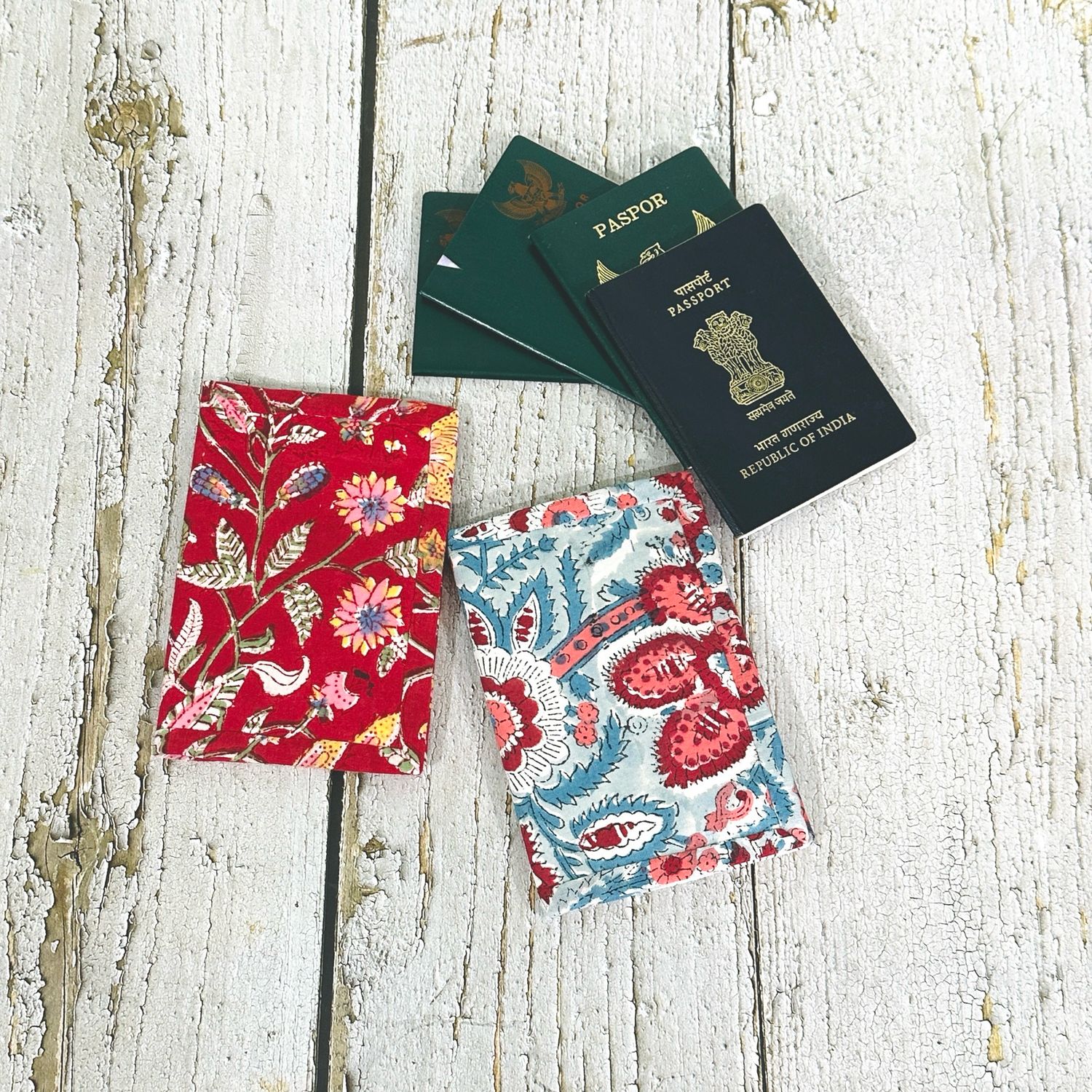 Floral Passport Cover - Block Print Passport Wallet