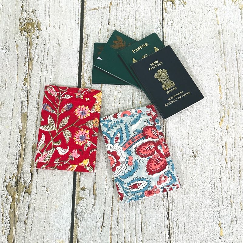 Floral Passport Cover - Block Print Passport Wallet