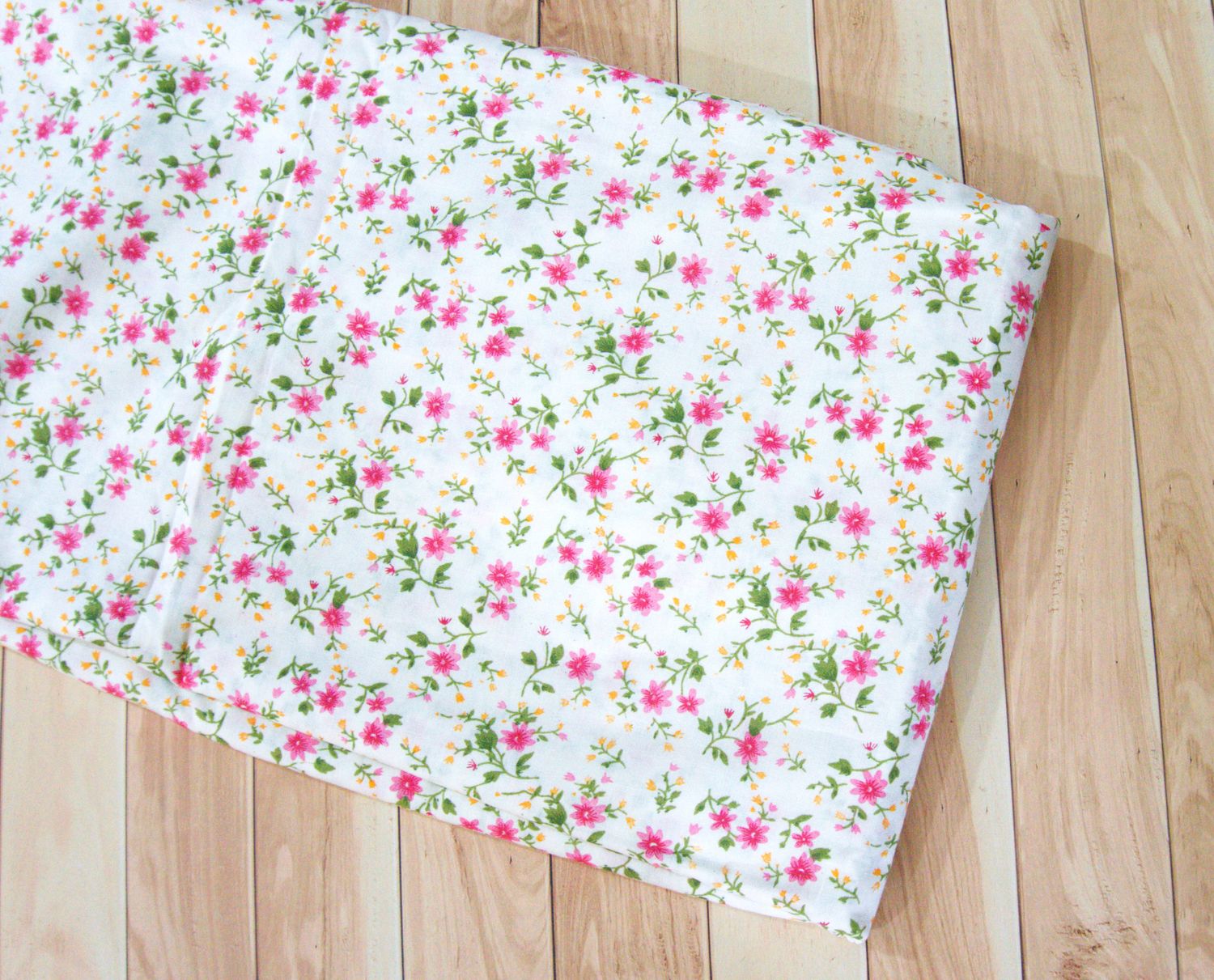 White with Tiny Small Pink Floral Cotton Fabric
