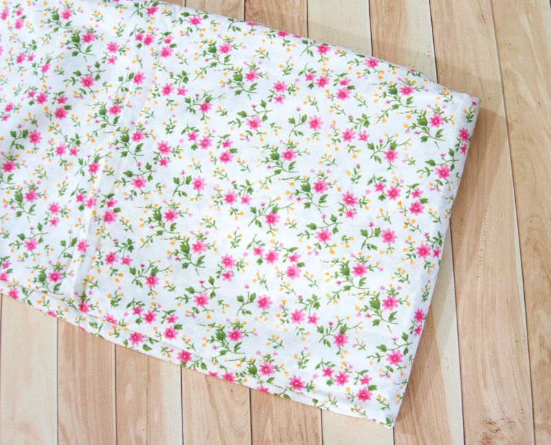 White with Tiny Small Pink Floral Cotton Fabric