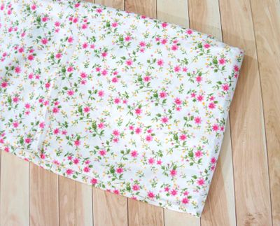White with Tiny Small Pink Floral Cotton Fabric