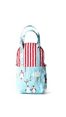 Cute Stand Up Zipper Pouch - Blue Red
