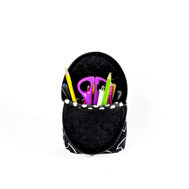 Stand Up Pencil Zipper Pouch - Black and White Chess Print