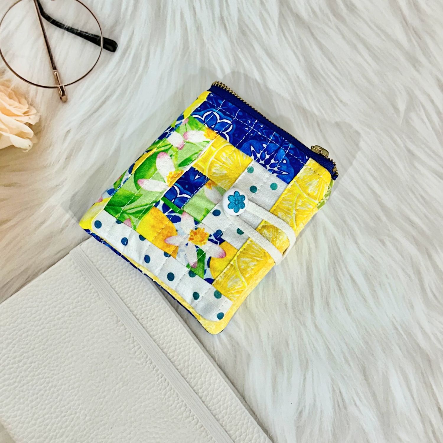 Retro Patchwork Wallet - Small Bifold Card Holder Wallet