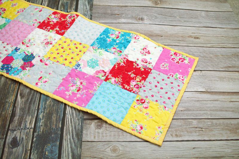 Modern Patchwork Table Runner - Bright Floral