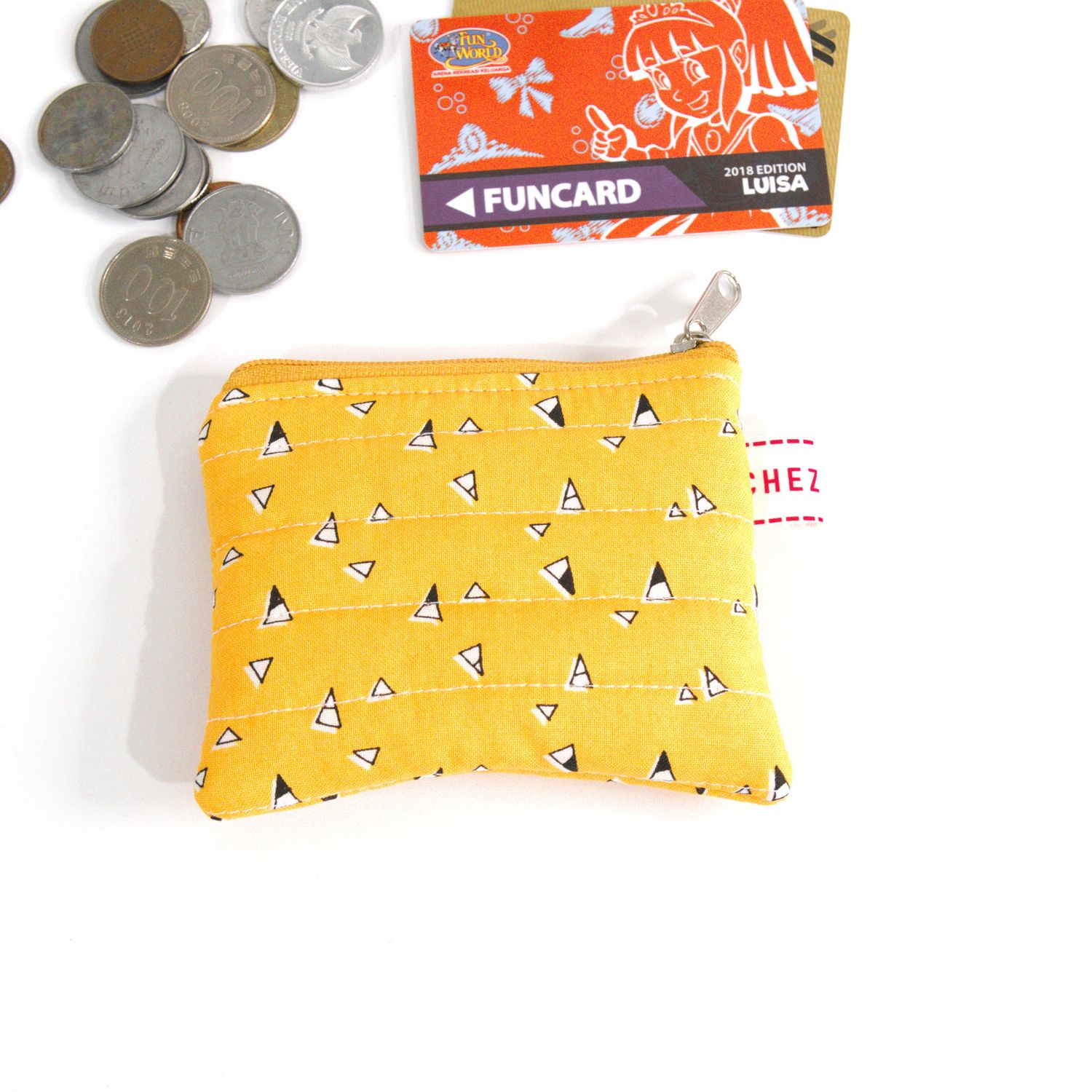Quilted Coin Pouch - Bright Yellow