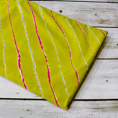 Chartreuse Green Striped Cotton Fabric