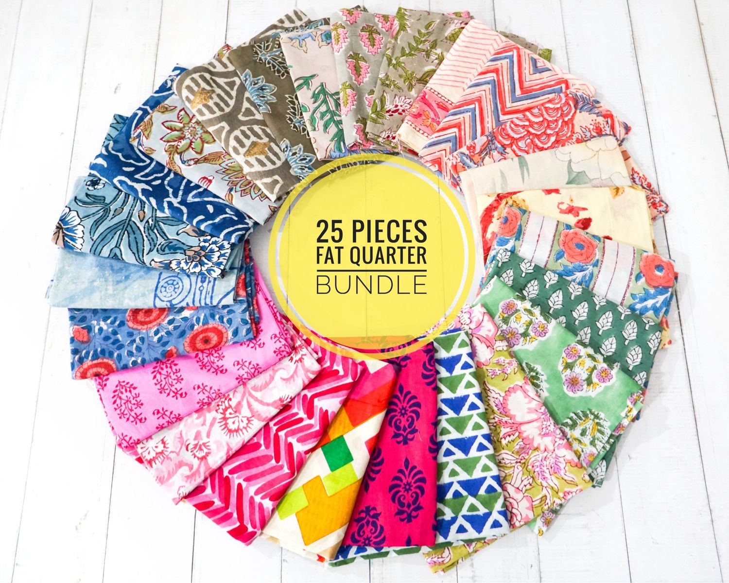 Block Print Fat Quarter Bundle - Assorted  25 Patterns