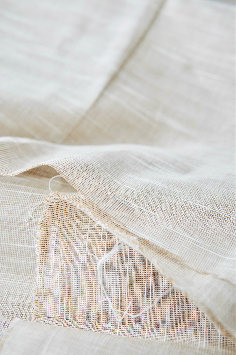 Beige Soft Textured Slub Linen Fabric