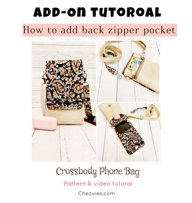 FREE- ADD ON Tutorial to Add Back Zipper Pocket