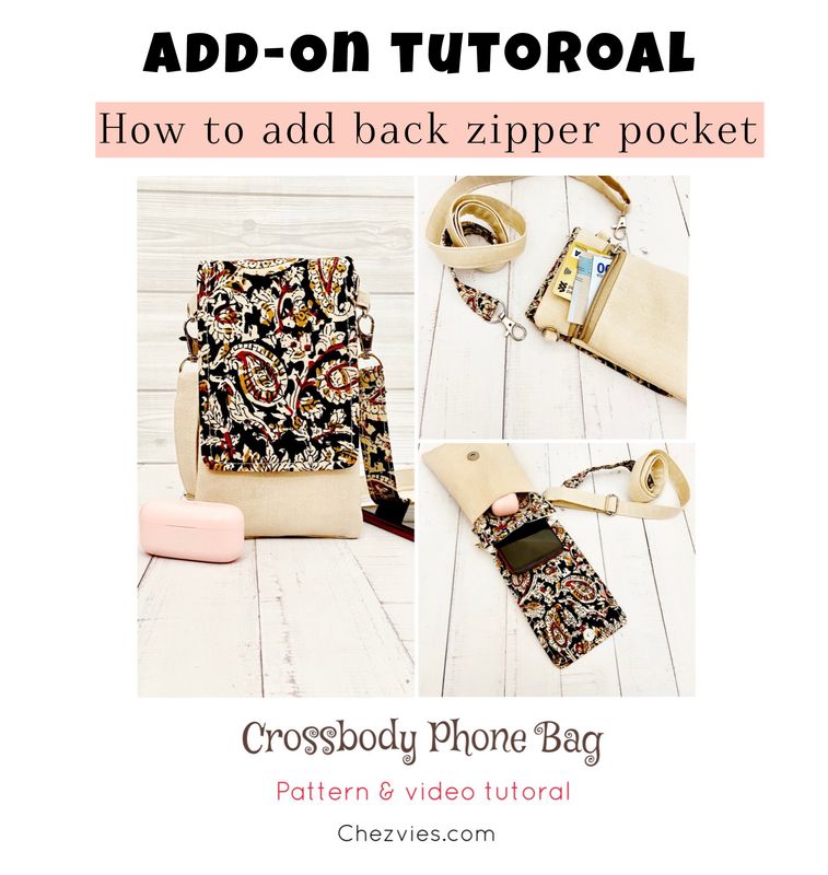 FREE- ADD ON Tutorial to Add Back Zipper Pocket